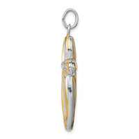 Sterling Silver Rhodium-plated & Gold-tone Twist Cross Reversible Pendant