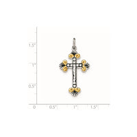 Sterling Silver & Gold-tone Textured Flared Ends Cross