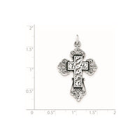 Sterling Silver Antiqued & Textured Designed Edges Cross Pendant
