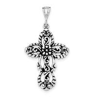 Sterling Silver Antiqued Large Cut-out Cross Pendant