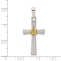 Sterling Silver & Gold-tone Polished Latin Cross Pendant
