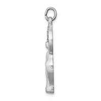 Sterling Silver Rhodium-plated Polished & Satin CZ Miraculous Medal Pendant