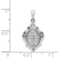 Sterling Silver Rhodium-plated Polished Miraculous Blue CZ Pendant