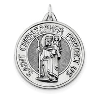 Sterling Silver Antiqued and Brushed St. Christopher Medal