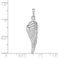 Sterling Silver Rhodium-plated Polished/Textured Angel Wing Pendant