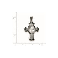 Sterling Silver Antiqued, Textured and Brushed Religious Cross Pendant