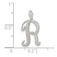 Sterling Silver Polished & Textured Letter R Initial Chain Slide