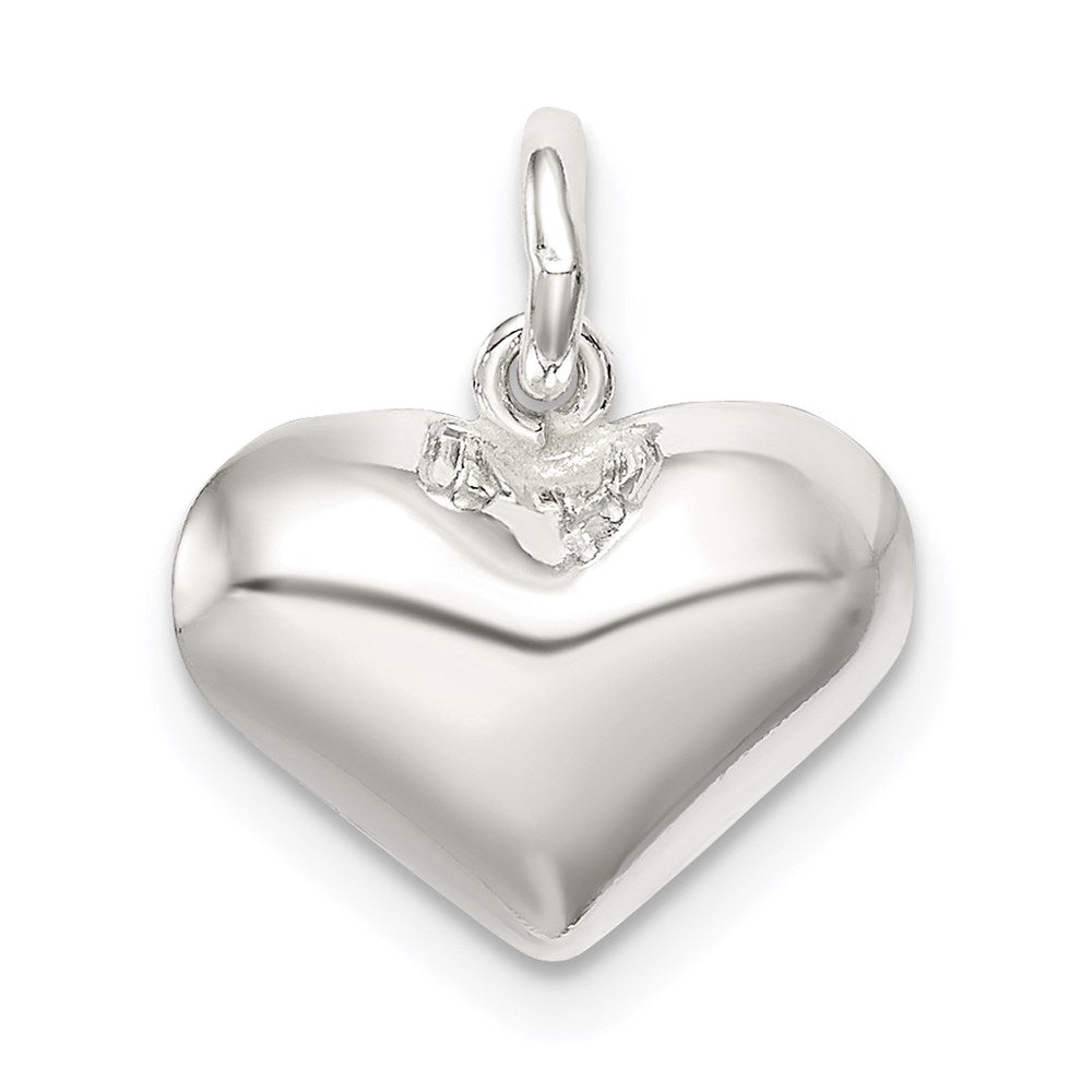 Sterling Silver Polished Puff Heart Charm