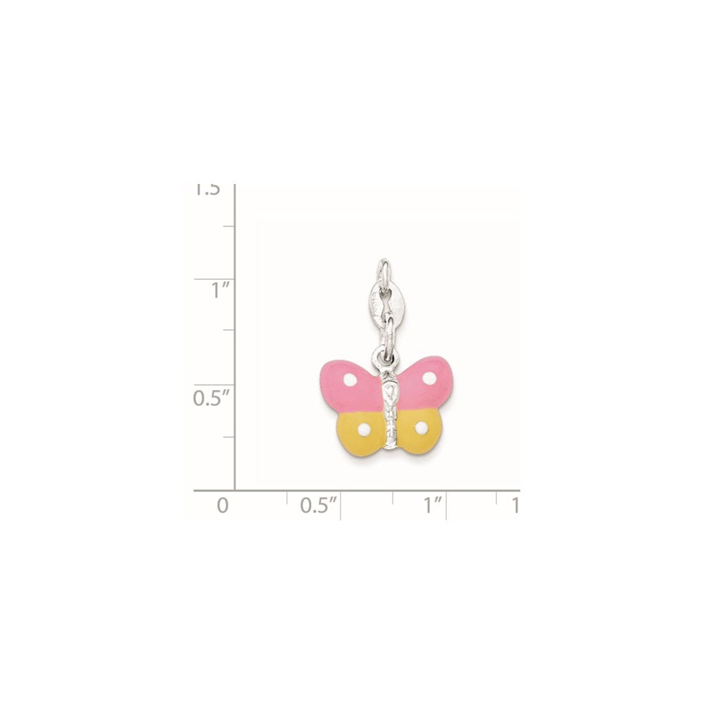 Sterling Silver Polished Enamel Butterfly Charm