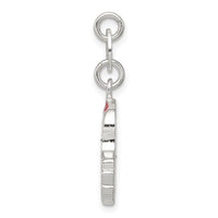 Sterling Silver Polished Enamel Santa Charm