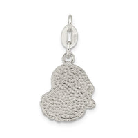 Sterling Silver Polished Enamel Santa Charm