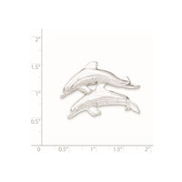 Sterling Silver Polished & Textured Dolphins Chain Slide Pendant