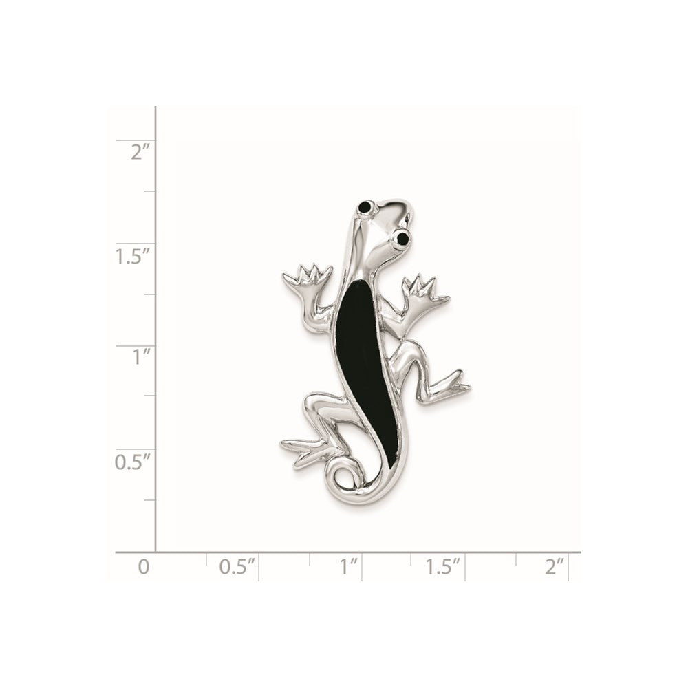 Sterling Silver Polished Enameled Gecko Chain Slide Pendant