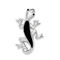Sterling Silver Polished Enameled Gecko Chain Slide Pendant