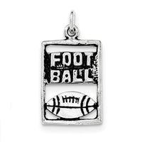 Sterling Silver Antiqued Football Rectangle Pendant