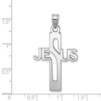Sterling Silver Rhodium-plated Jesus Cross Large Pendant
