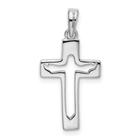 Sterling Silver Rhodium-plated Jesus Cut-out Cross Pendant