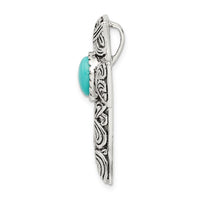 Sterling Silver Antiqued Reconstituted Turquoise Cabochon Slide