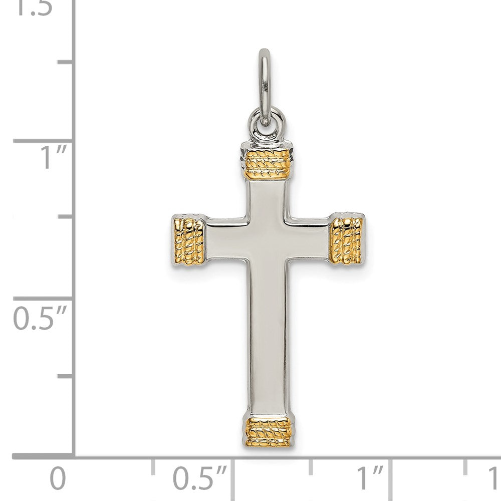 Sterling Silver & Gold-plated Polished Cross Pendant
