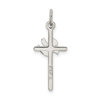 Sterling Silver Polished and Satin Dove Cross Pendant