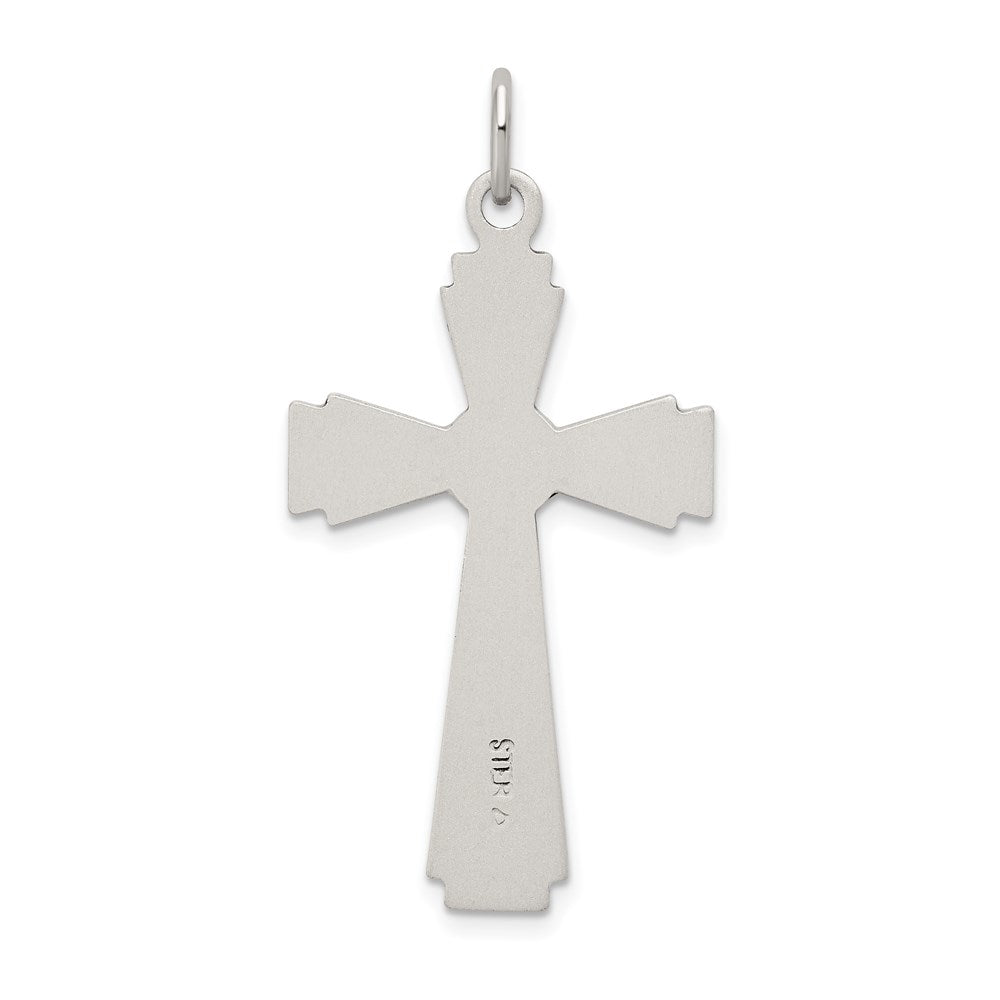 Sterling Silver Satin and D/C INRI Crucifix Pendant