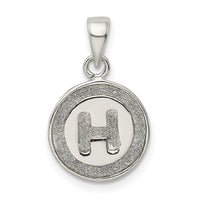 Sterling Silver Glitter Enamel Letter H Initial Circle Pendant