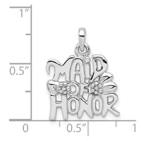 Sterling Silver Rhodium-plated Polished MAID OF HONOR Pendant