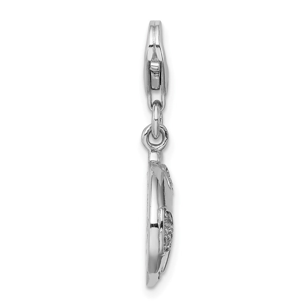 Sterling Silber Rhodium-plated CZ Ladybug with Lobster Clasp Charm