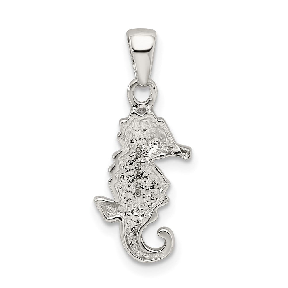 Sterling Silver Blue/Aqua Preciosa Crystal Seahorse Pendant