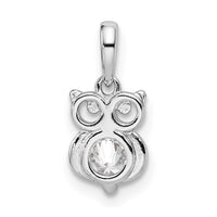 Sterling Silver Rhodium Plated CZ Owl Pendant