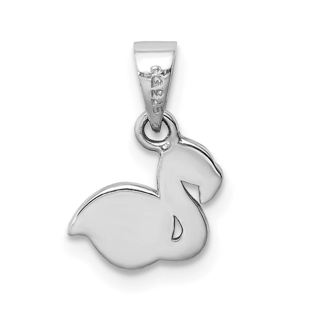 Sterling Silver Rhodium-plated Childs Enameled Flamingo Pendant