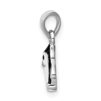 Sterling Silver Rhodium-plated Childs Enameled Penguin Pendant