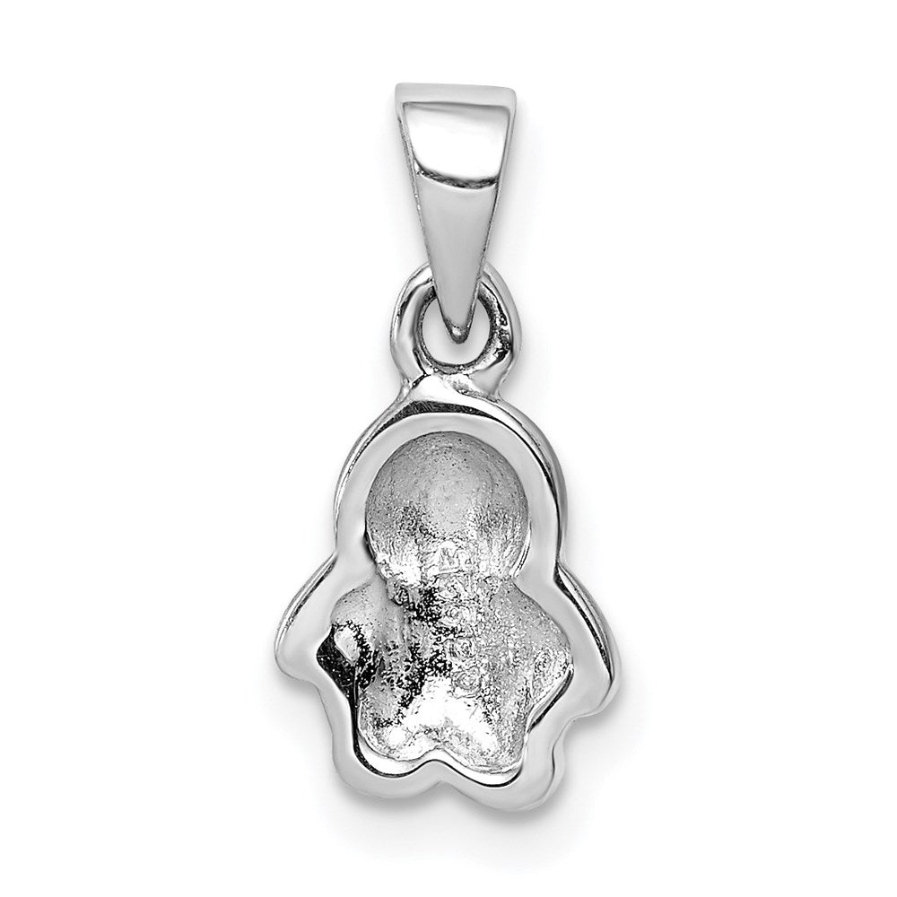 Sterling Silver Rhodium-plated Childs Enameled Penguin Pendant