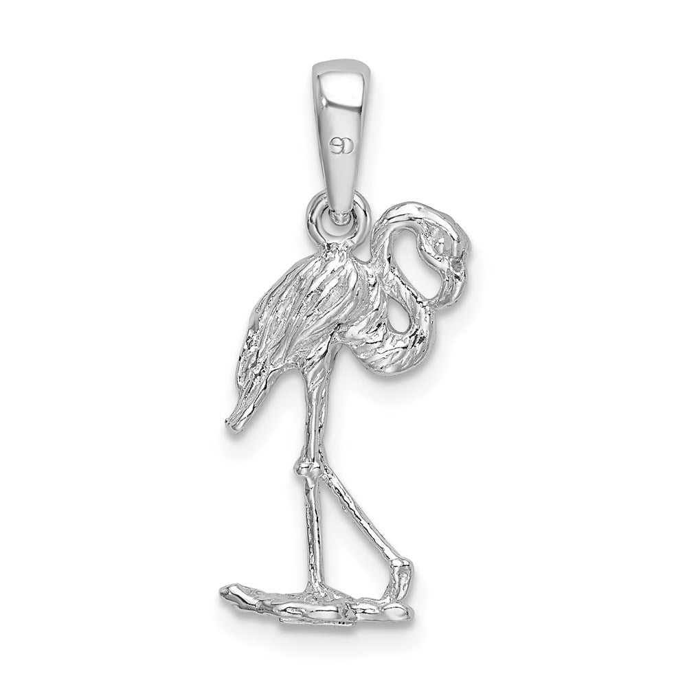 Sterling Silver Polished 3D Flamingo Pendant