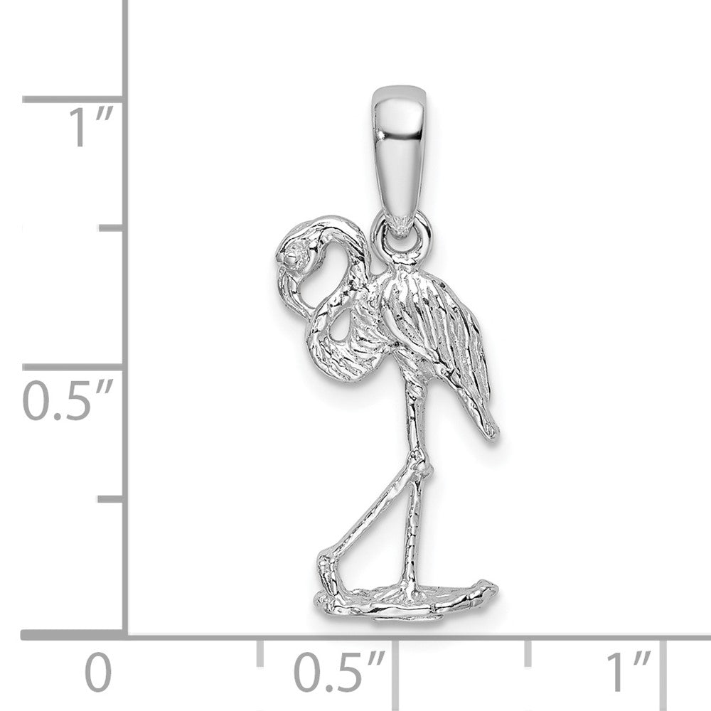 Sterling Silver Polished 3D Flamingo Pendant