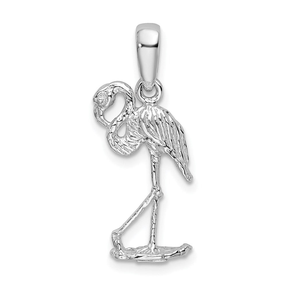 Sterling Silver Polished 3D Flamingo Pendant