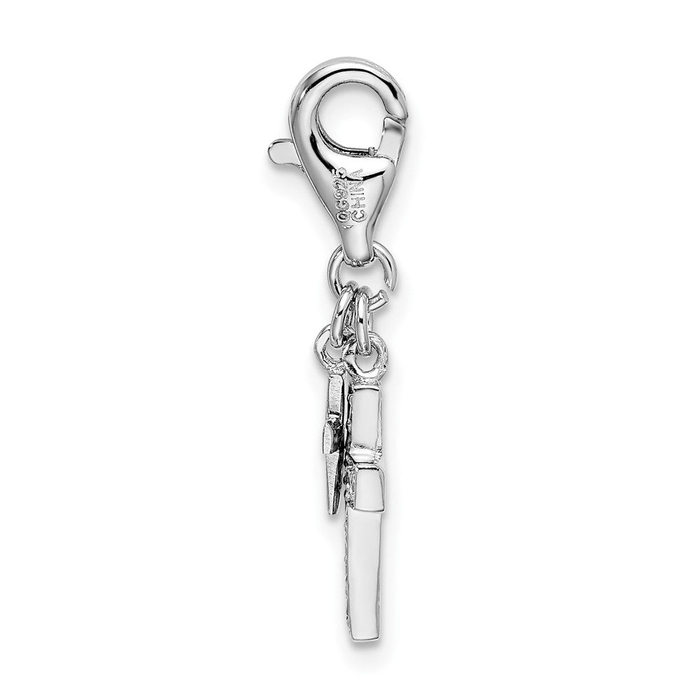 Sterling Silver Amore La Vita Rhodium-plated with CZ Two Cross Charm