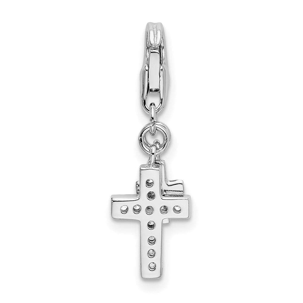Sterling Silver Amore La Vita Rhodium-plated with CZ Two Cross Charm