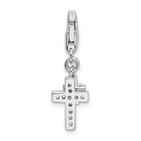 Sterling Silver Amore La Vita Rhodium-plated with CZ Two Cross Charm
