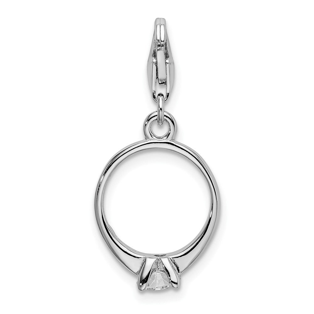 Sterling Silver Amore La Vita Rhodium-plated CZ Engagement Ring Charm