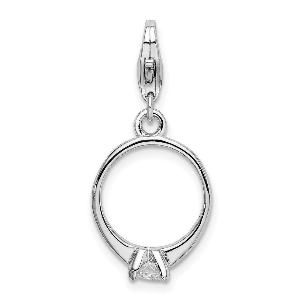 Sterling Silver Amore La Vita Rhodium-plated CZ Engagement Ring Charm