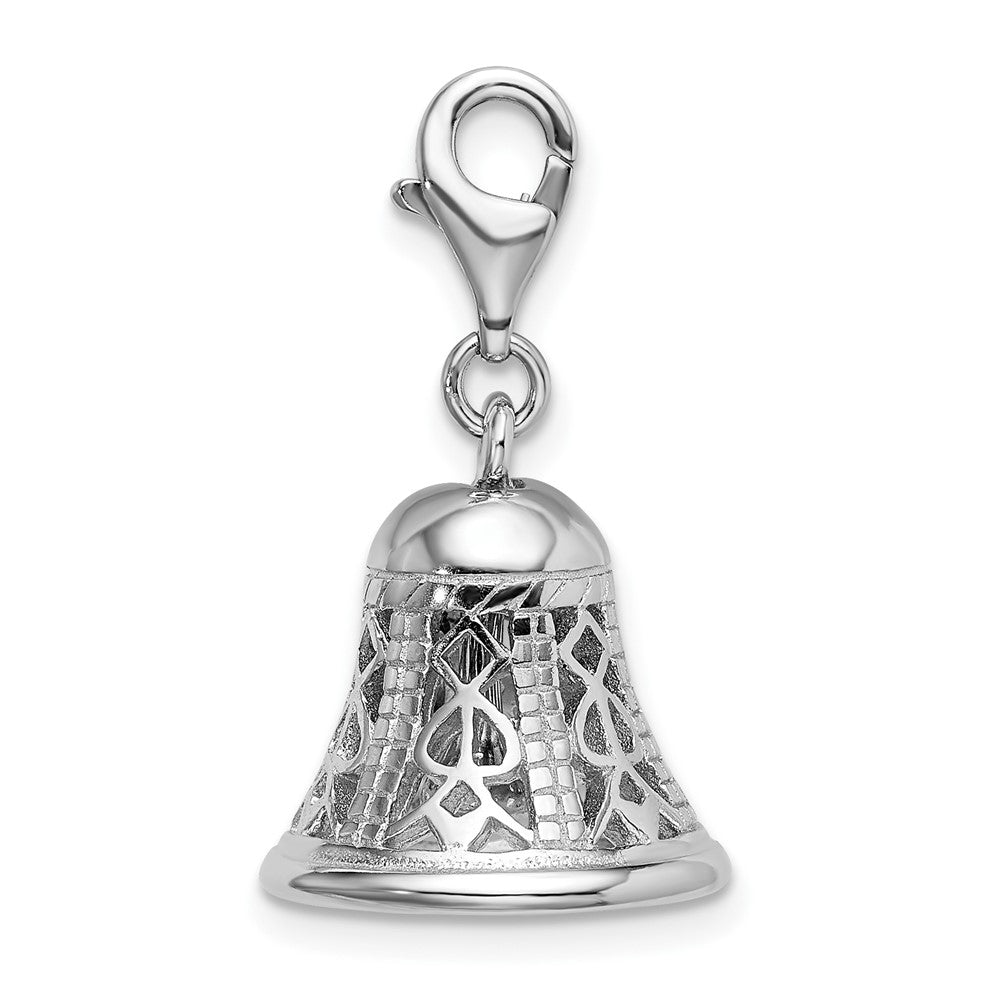 Sterling Silver Amore La Vita Rhodium-plated Polished Movable Bell Charm