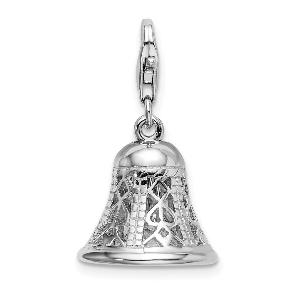 Sterling Silver Amore La Vita Rhodium-plated Polished Movable Bell Charm