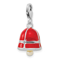 SS RH FW Cultured Pearl Red Enamel Bell w/Lobster Clasp Charm