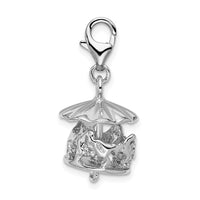 Sterling Silver Amore La Vita Rhodium-plated Moveable Carousel Charm