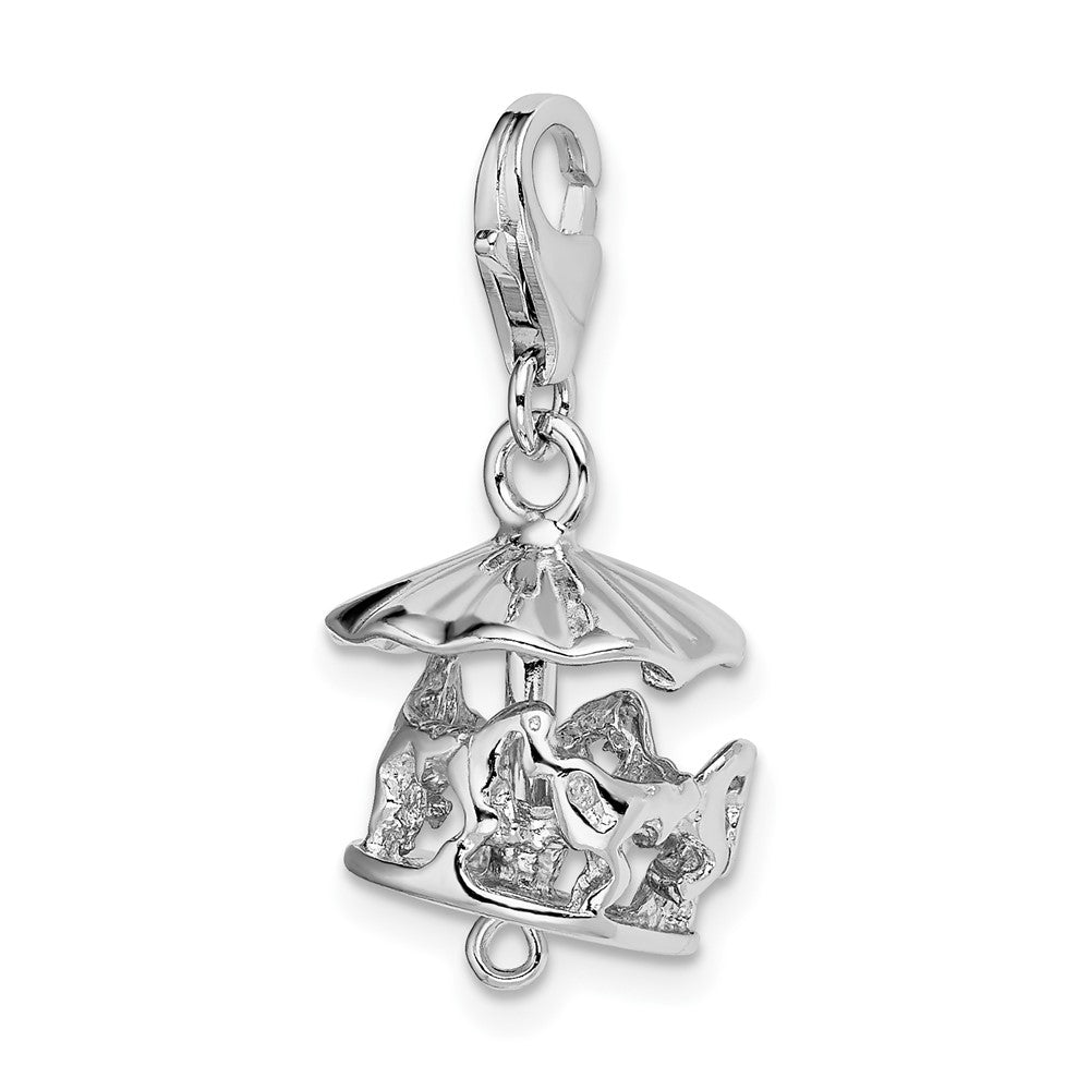Sterling Silver Amore La Vita Rhodium-plated Moveable Carousel Charm