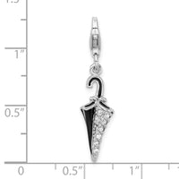SS RH 3-D Enameled & CZ Parasol w/Lobster Clasp Charm