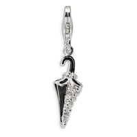 SS RH 3-D Enameled & CZ Parasol w/Lobster Clasp Charm