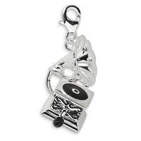 Sterling Silver 3-D Enameled Phonograph w/Lobster Clasp Charm