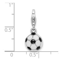 Sterling Silver Amore La Vita Rhodium-pl 3-D Enameled Soccer Ball Charm